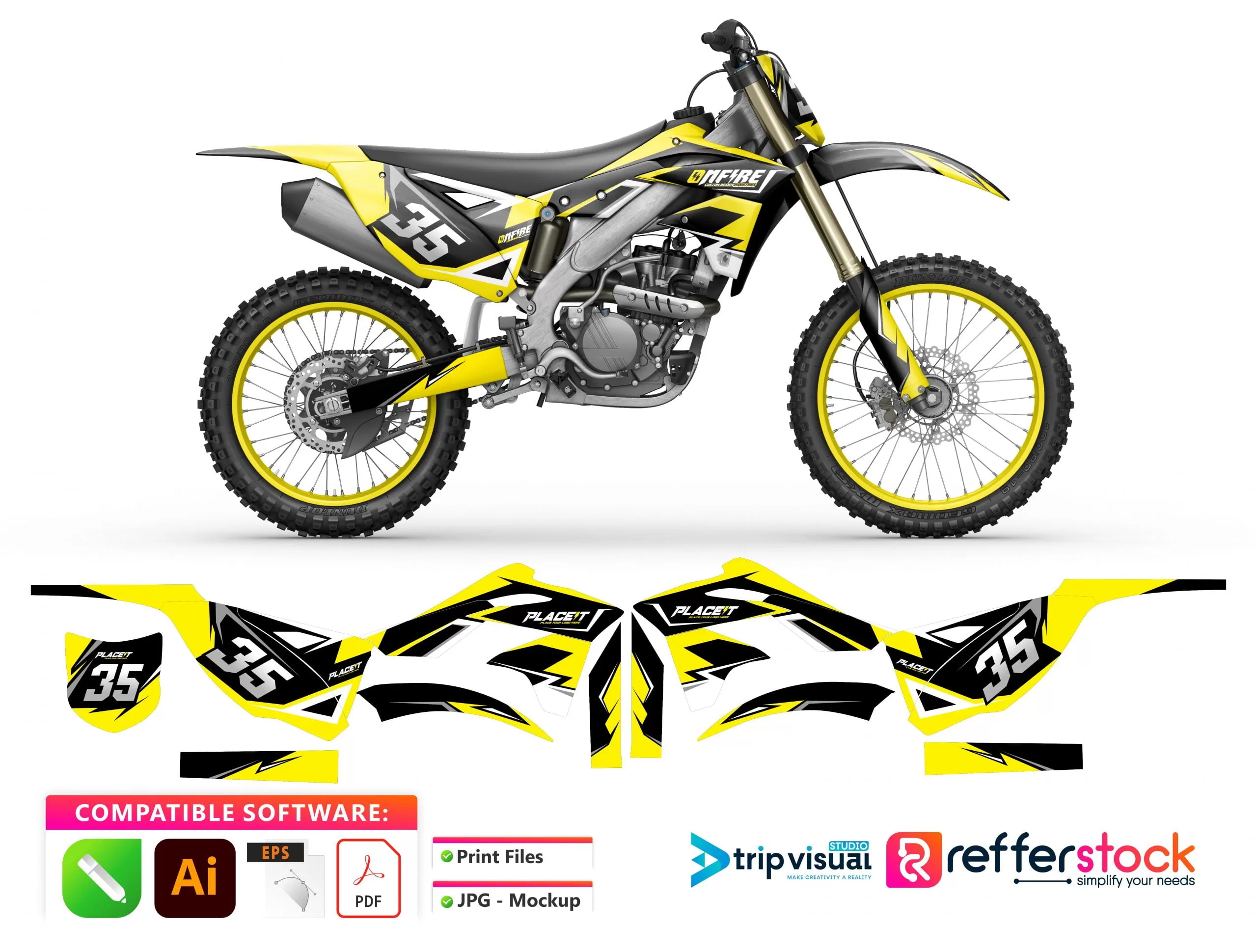 Kawasaki KX 250 Motorcycle Decal Design - Onfire 11