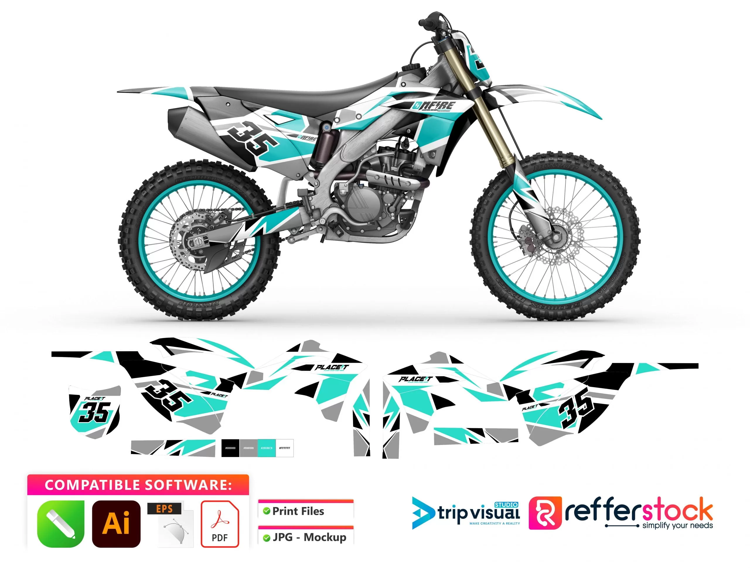Kawasaki KX 250 Motorcycle Decal Design - Onfire 12