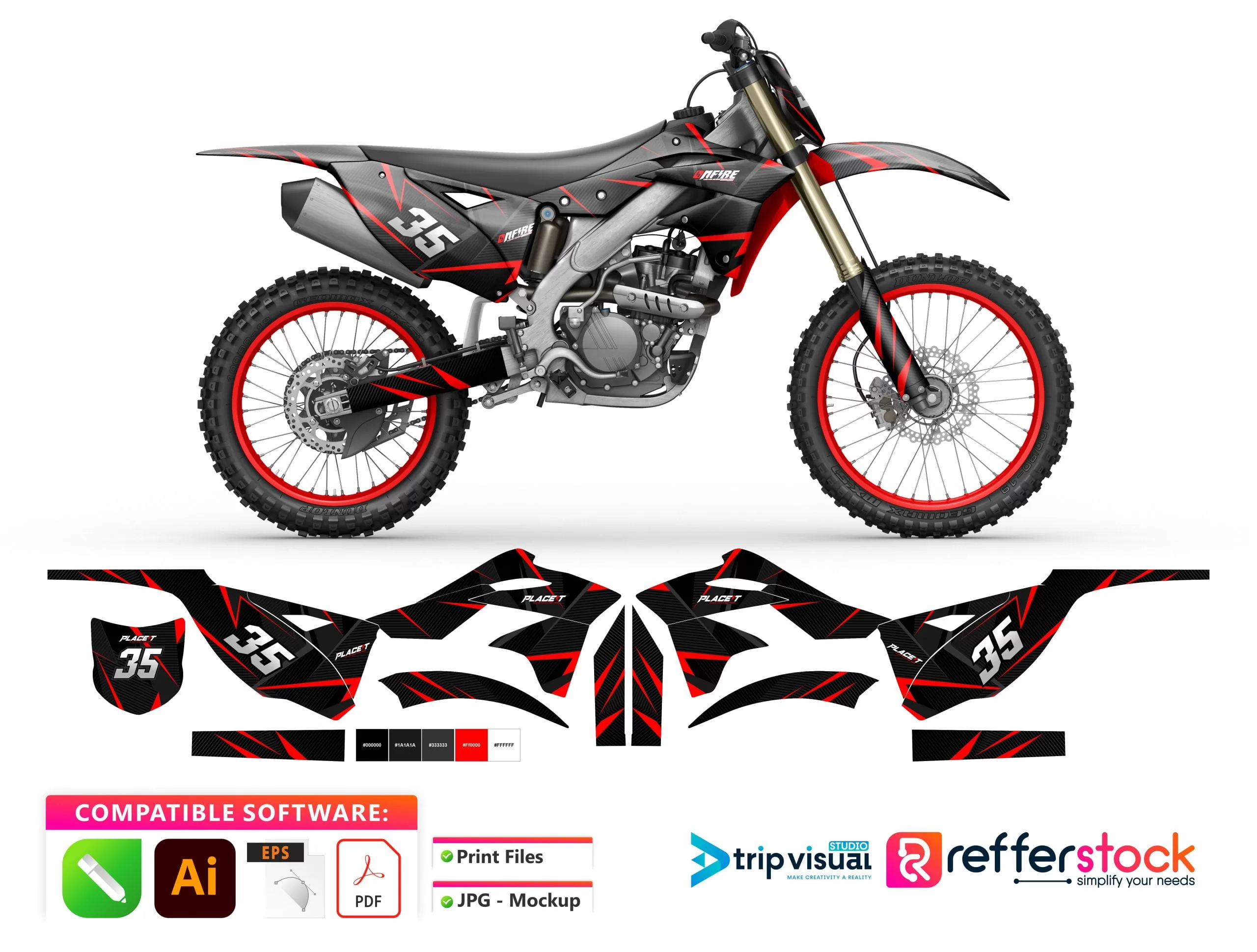 Kawasaki KX 250 Motorcycle Decal Design - Onfire 9