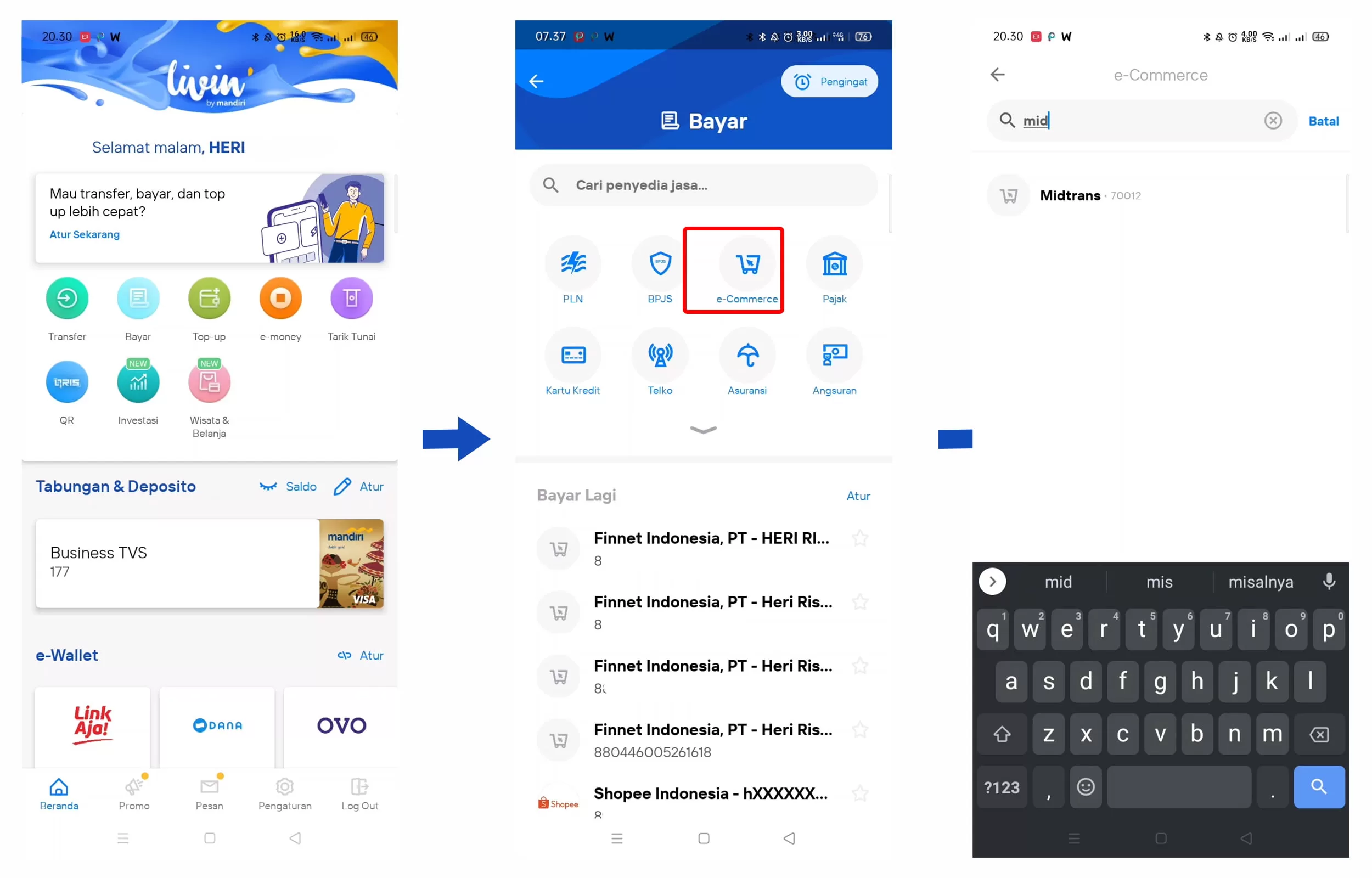 How to purchase products using the Midtrans payment method through Mandiri Bank